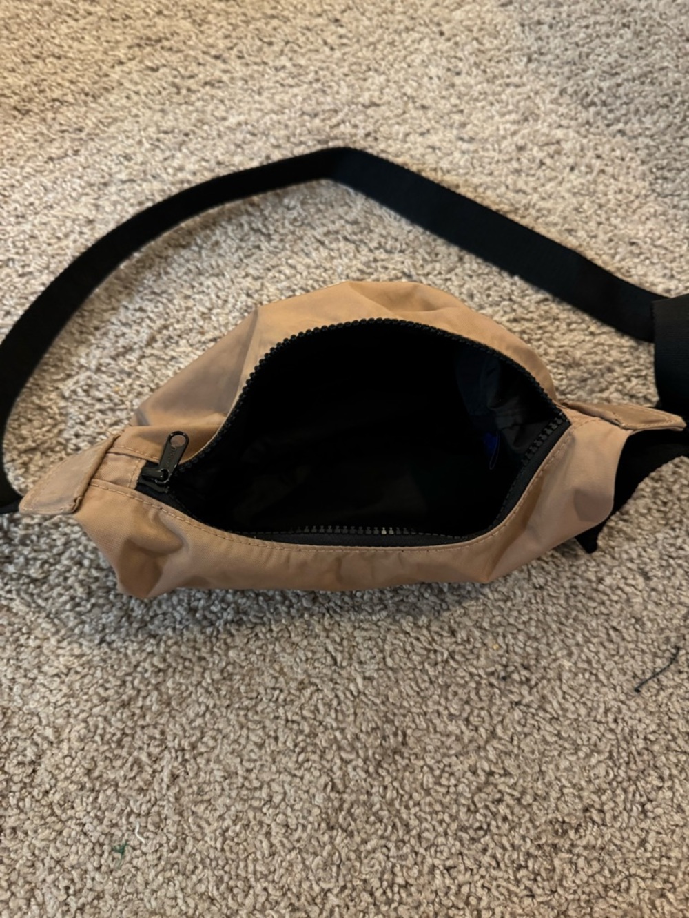 BAGGU Tan Crossbody Sling Bag with Black Strap